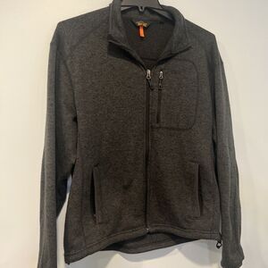 Orvis Trout Bum Gray Full Zip Fleece Jacket Mens Large